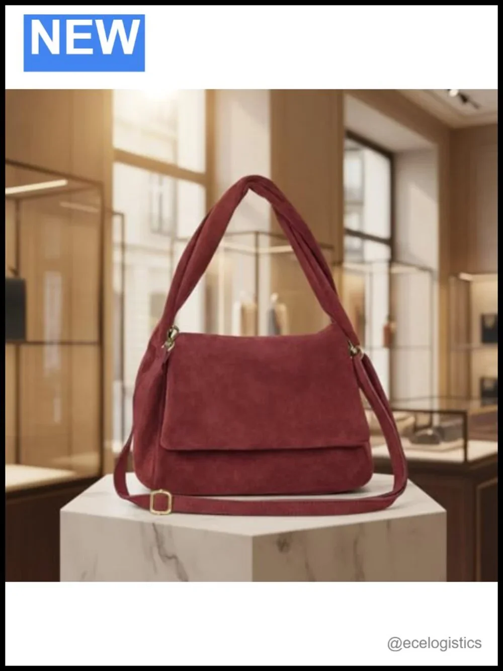 Genuine Suede Top-Handle Satchel with Detachable Strap Women's Handbag